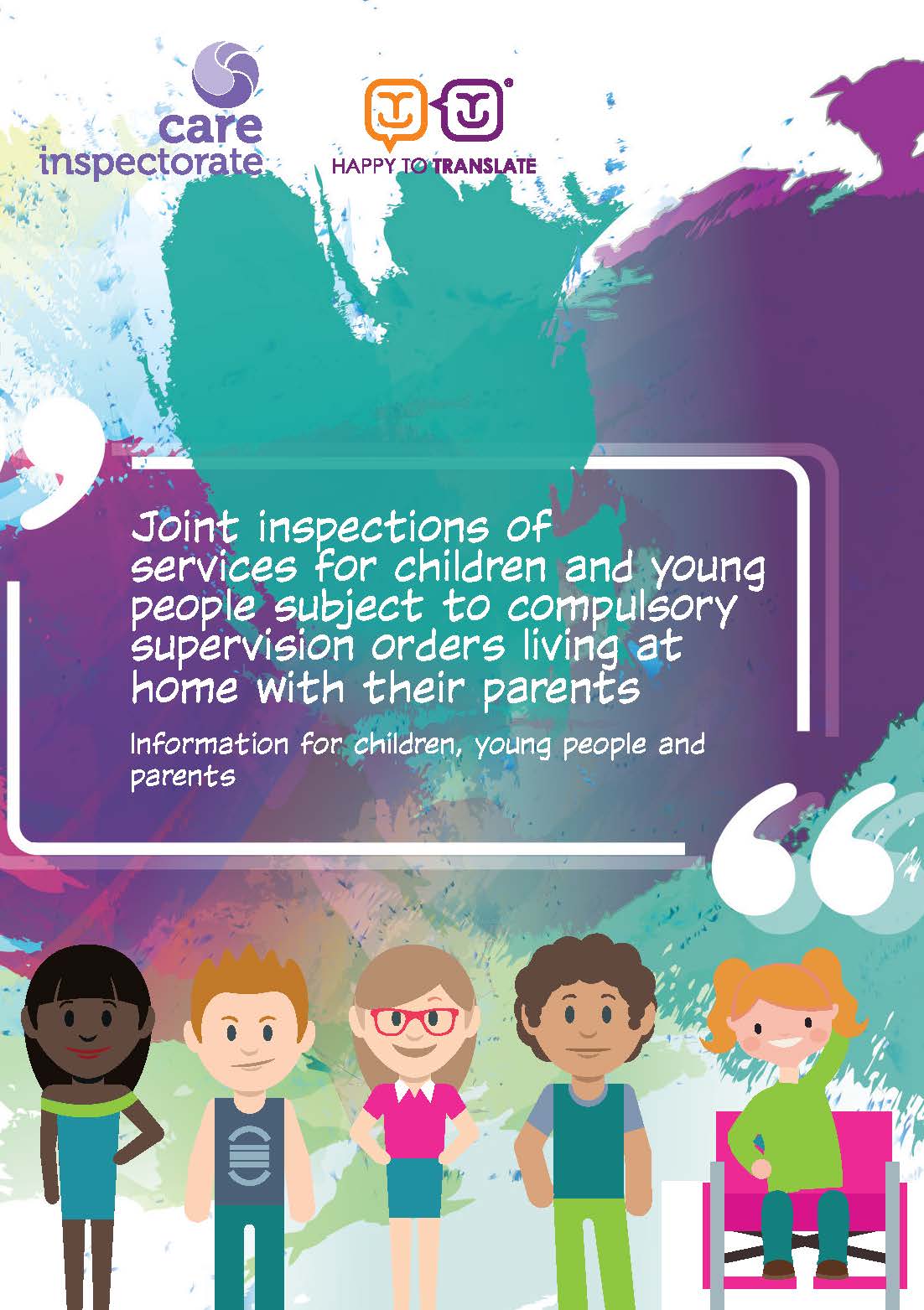 Front cover of information for children, young people and parents leaflet.