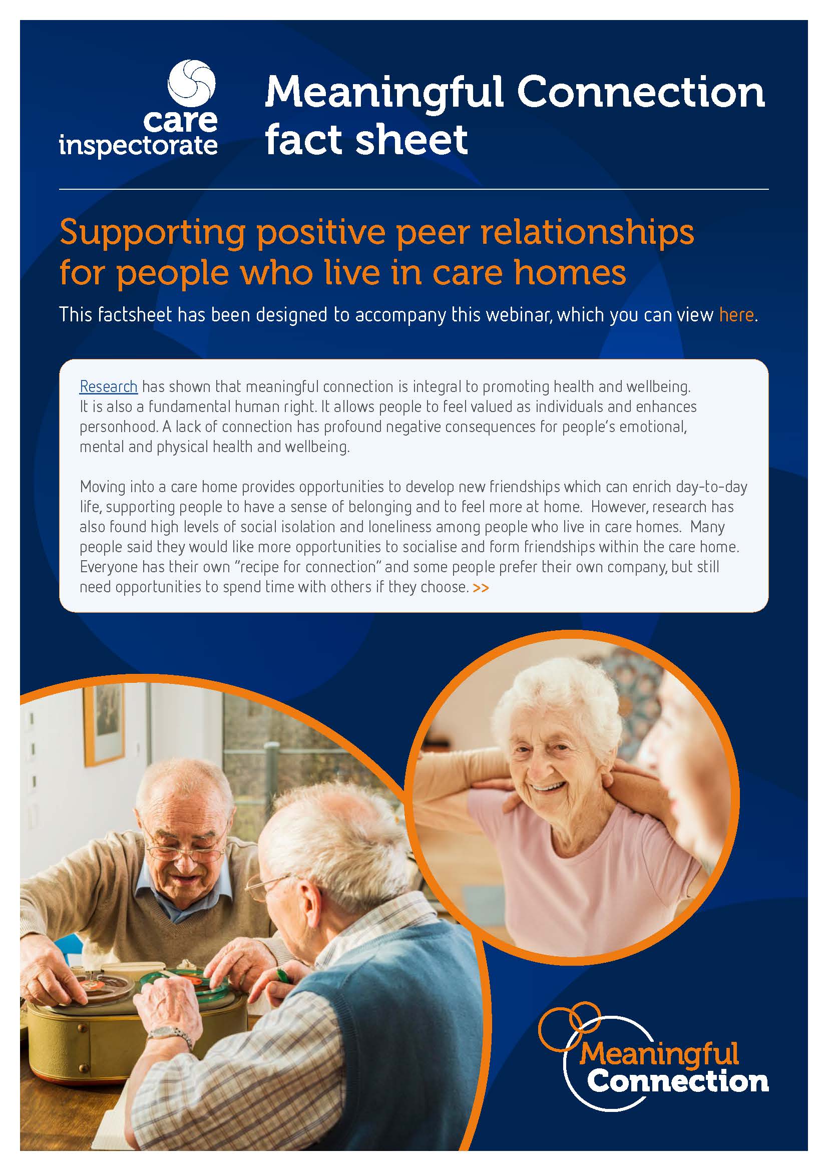 Meaningful connection fact sheet Supporting positive peer relationships Page 1